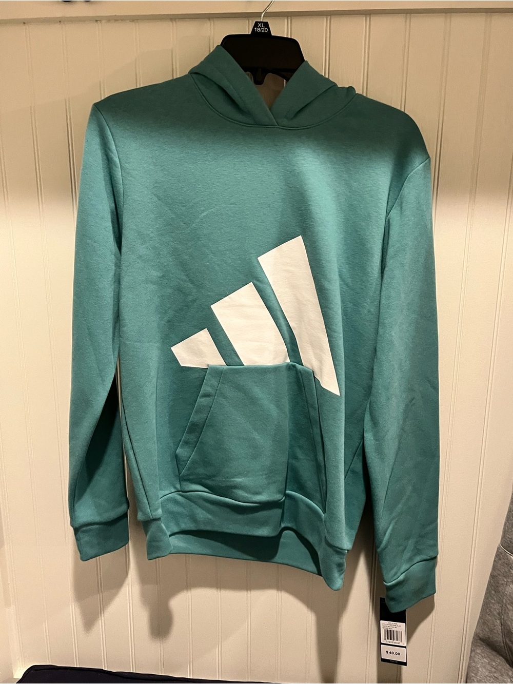 Adidas Boy’s Kid’s  Teal Pullover Hoodie with Graphic Logo New! 18/20 XL